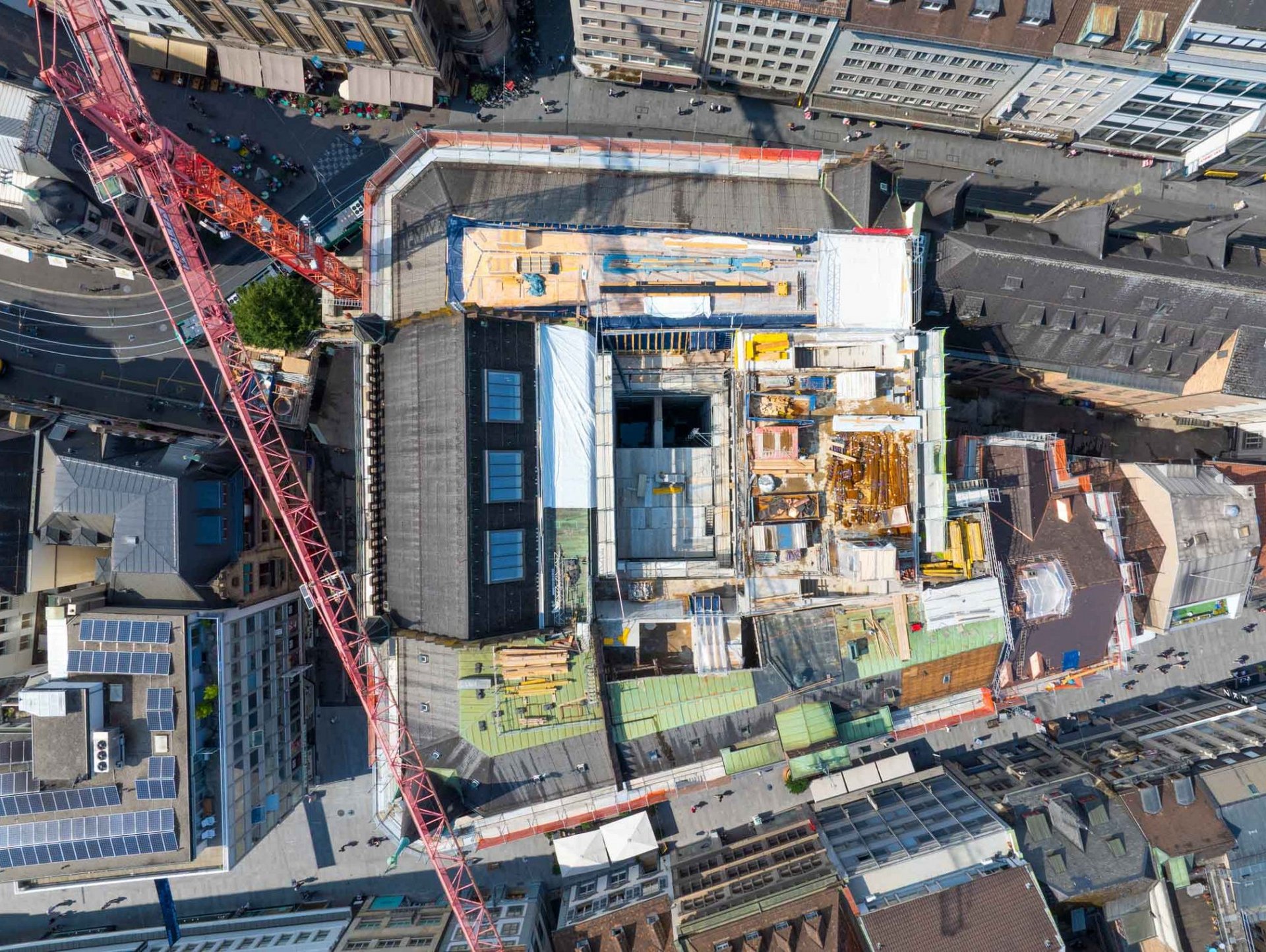 Umbau Renovation alte Hauptpost Basel Dachöffnung