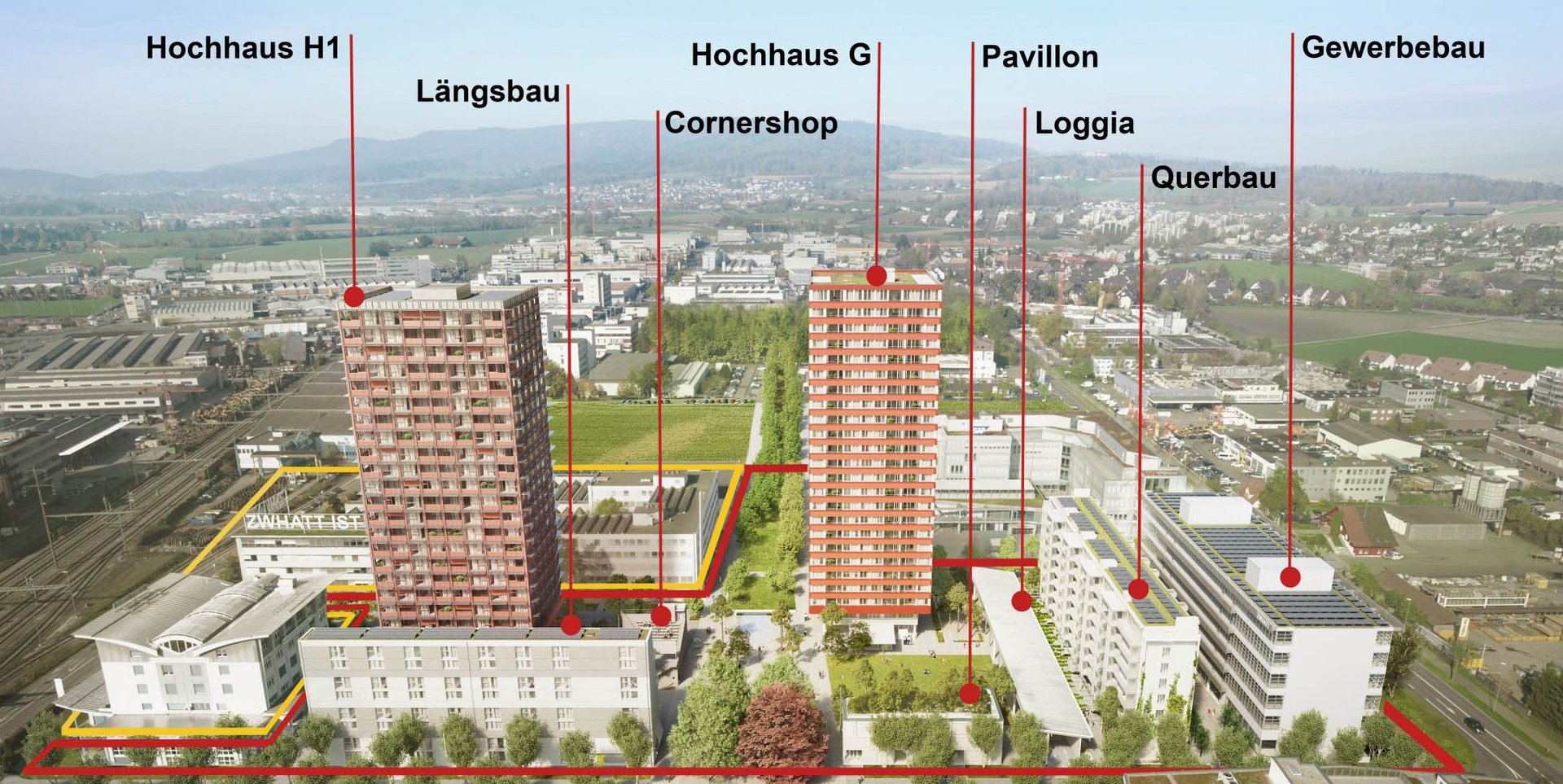 Gewerbebau Regensdorf ZWHATT Visualisierung