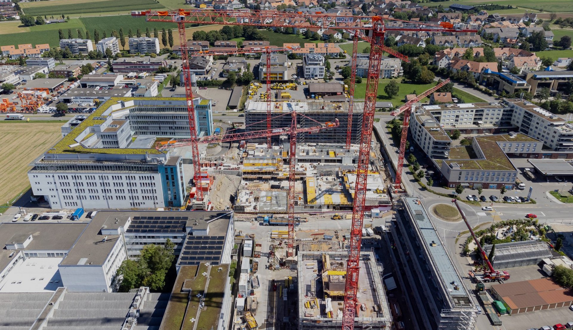 Gewerbebau ZWHATT Regensdorf Baufeld G Drohnenaufnahme 